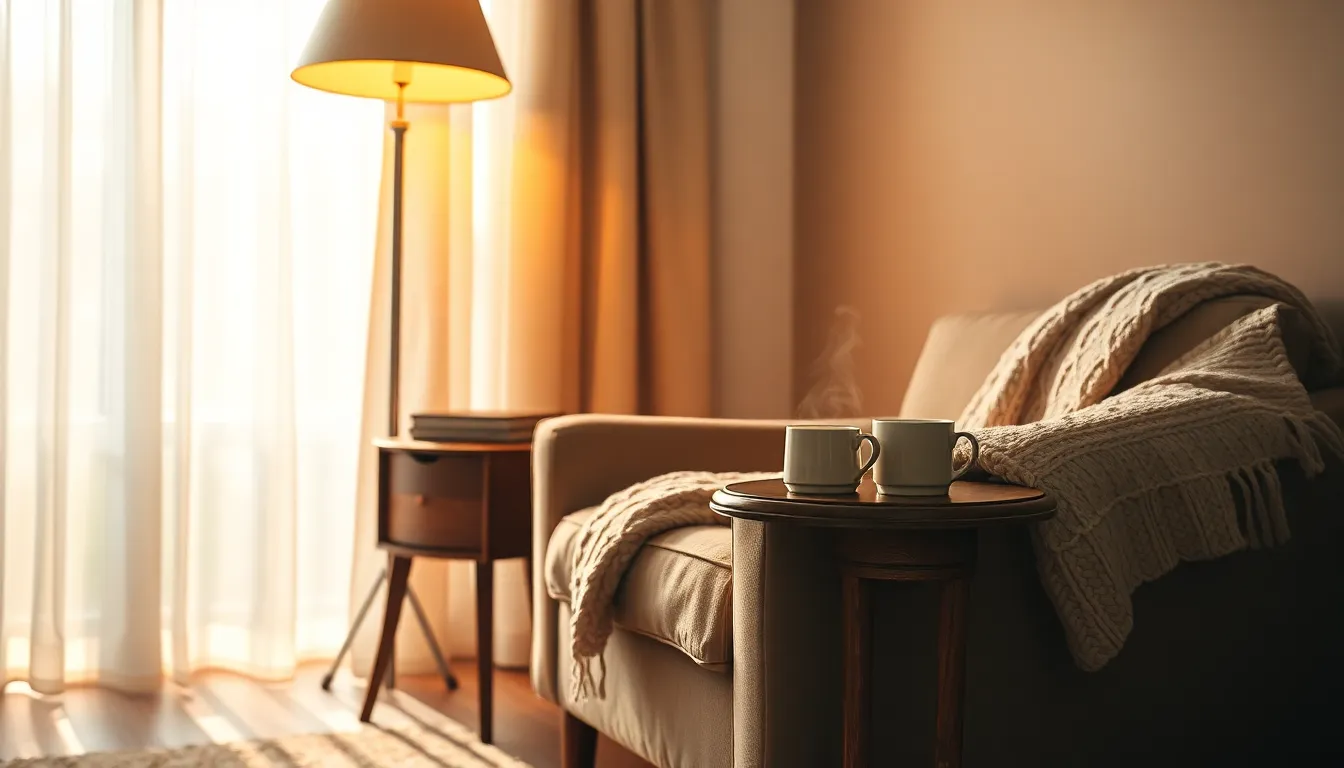 따뜻한 조명이 연출된 아늑한 거실 인테리어