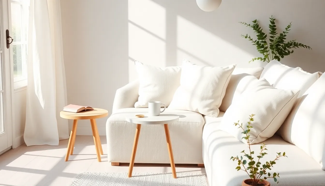 화이트톤 인테리어의 깔끔한 조명과 소품