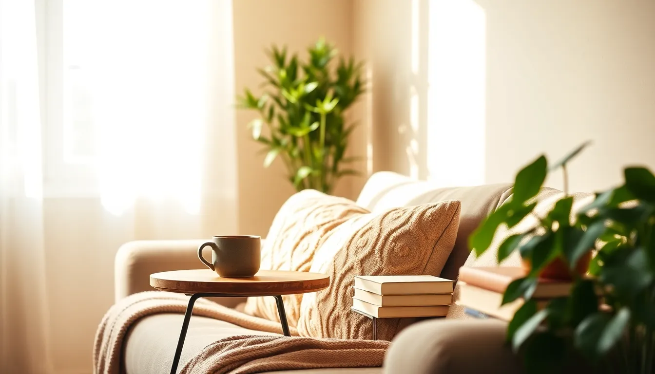 다양한 인테리어 소품과 가구가 조화롭게 어우러진 거실 공간