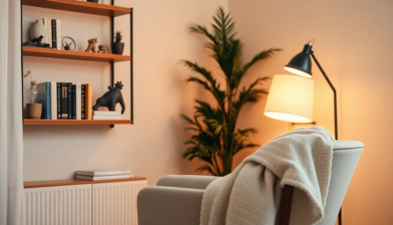 다양한 인테리어 소품과 가구들이 조화롭게 배치된 아늑한 거실